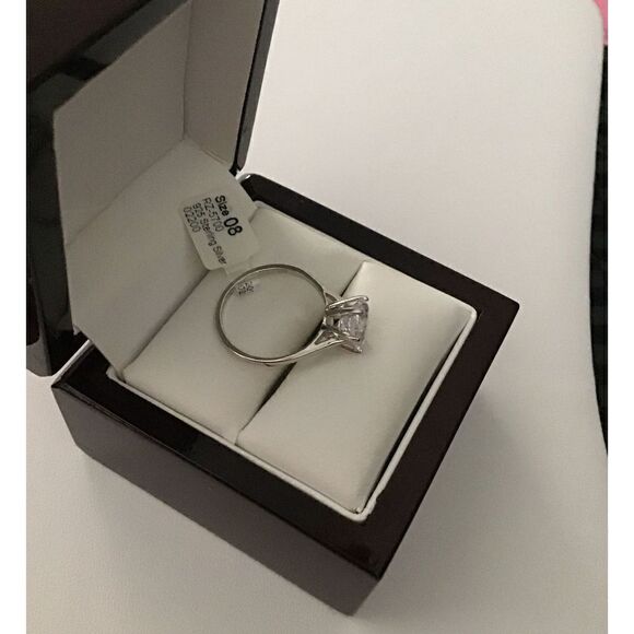 2Ct Round Cut Solitaire Sim Diamond Bridal/Engagement Ring Sz 9 - Picture 3 of 4